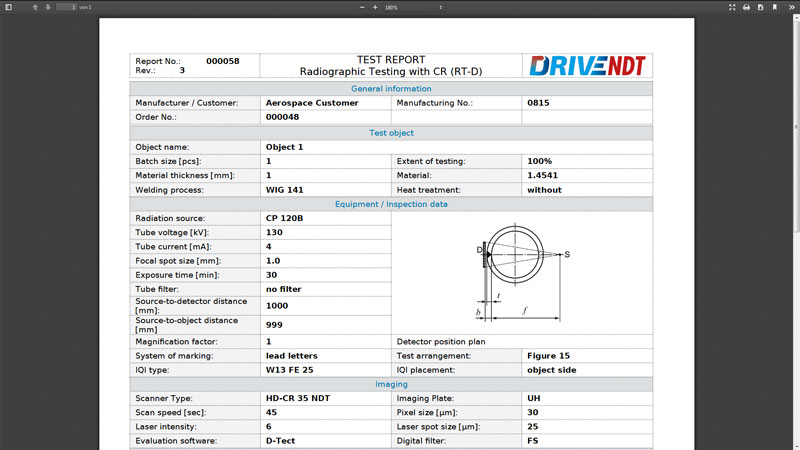 Report creation and NDT management with DRIVE NDT